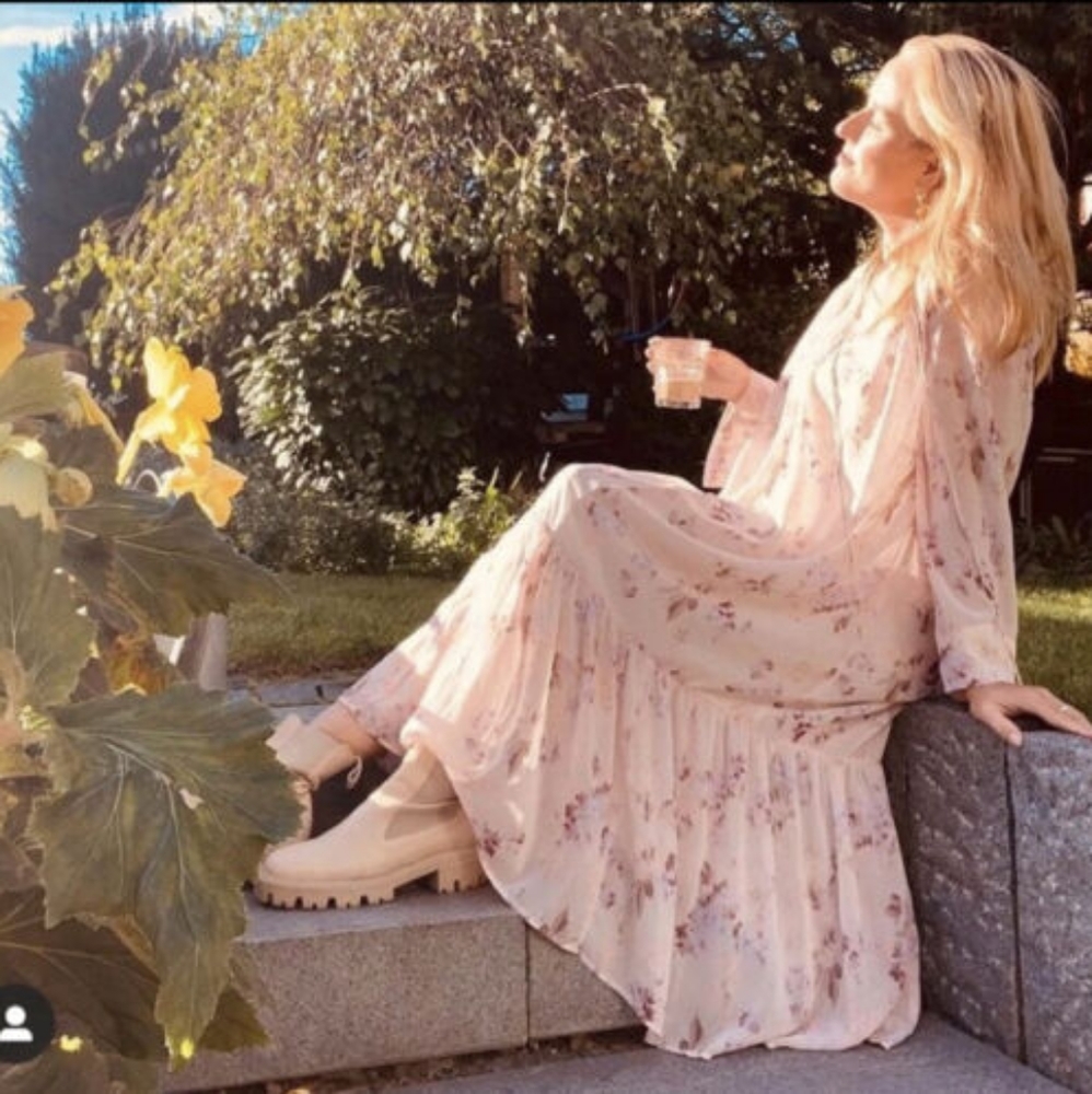 🩷 H&M Long Chiffon Floral Dress